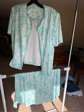 Blair vintage night time button up skirt set